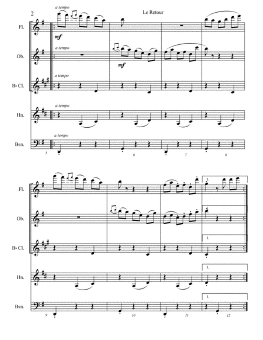 Le Retour du Patre Woodwind Quintet scores gallery preview page 2