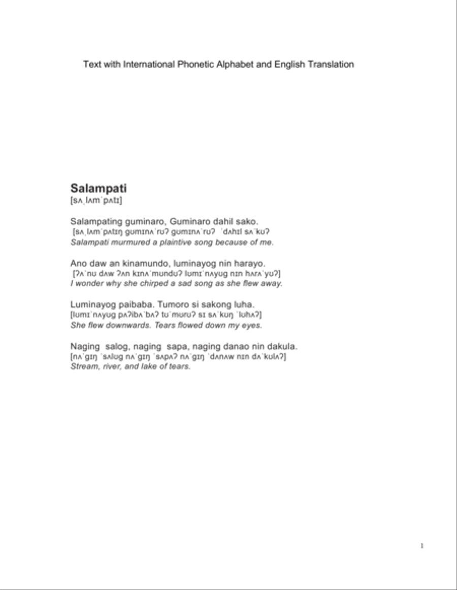Salampati (Filipino folksong from the Bicol Region) Divisi scores gallery preview page 2