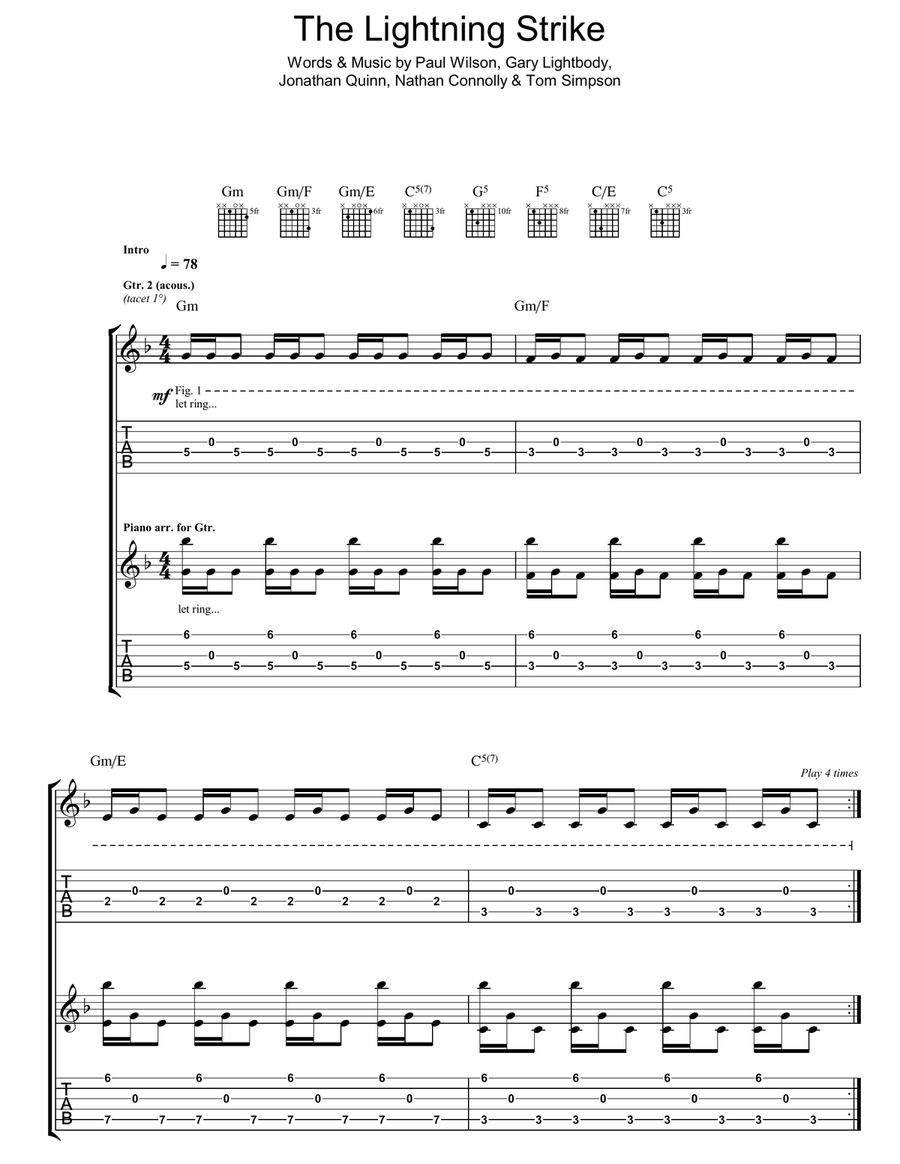 The Lightning Strike (What If The Storm Ends/The Sunlight Through The Flags/Daybreak) Guitar Tablature scores gallery preview page 1