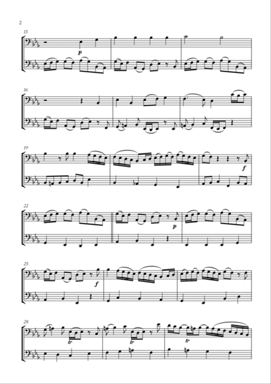 Johann Sebastian Bach - Wachet auf, ruft uns die Stimme (for Trombone and Bassoon) Trombone Duet scores gallery preview page 2