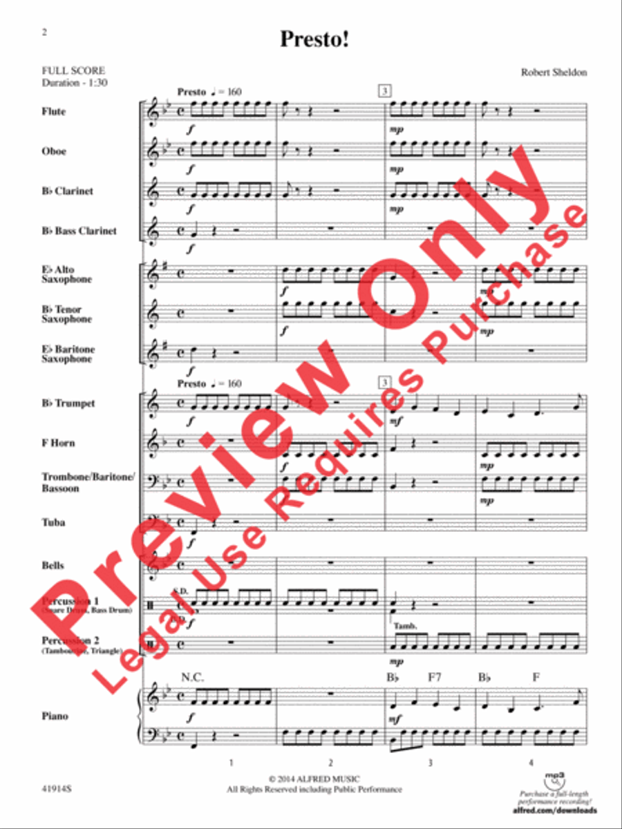 Presto! Presto! Concert Band scores gallery preview page 3