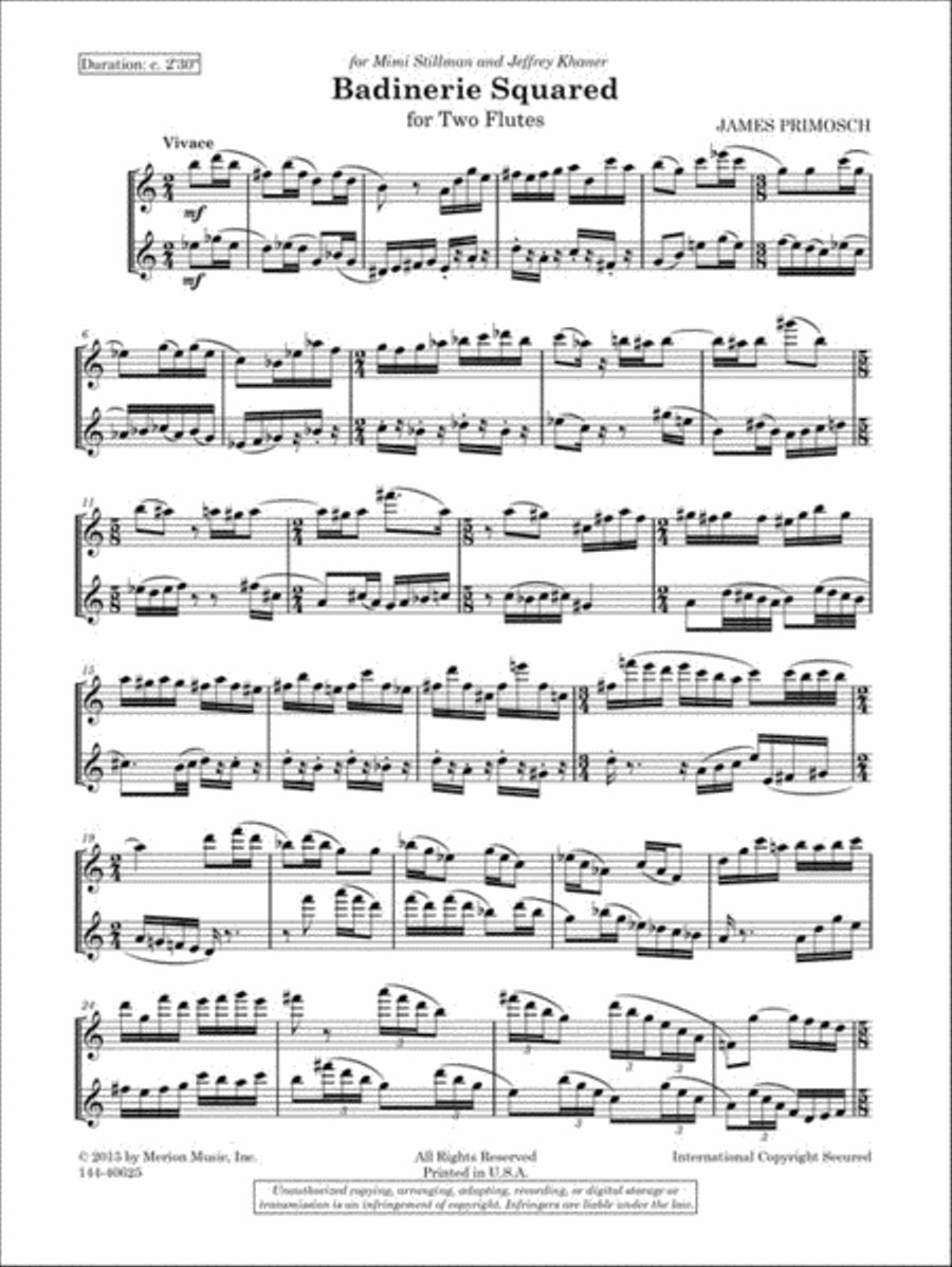 Badinerie Squared Flute Duet scores gallery preview page 2