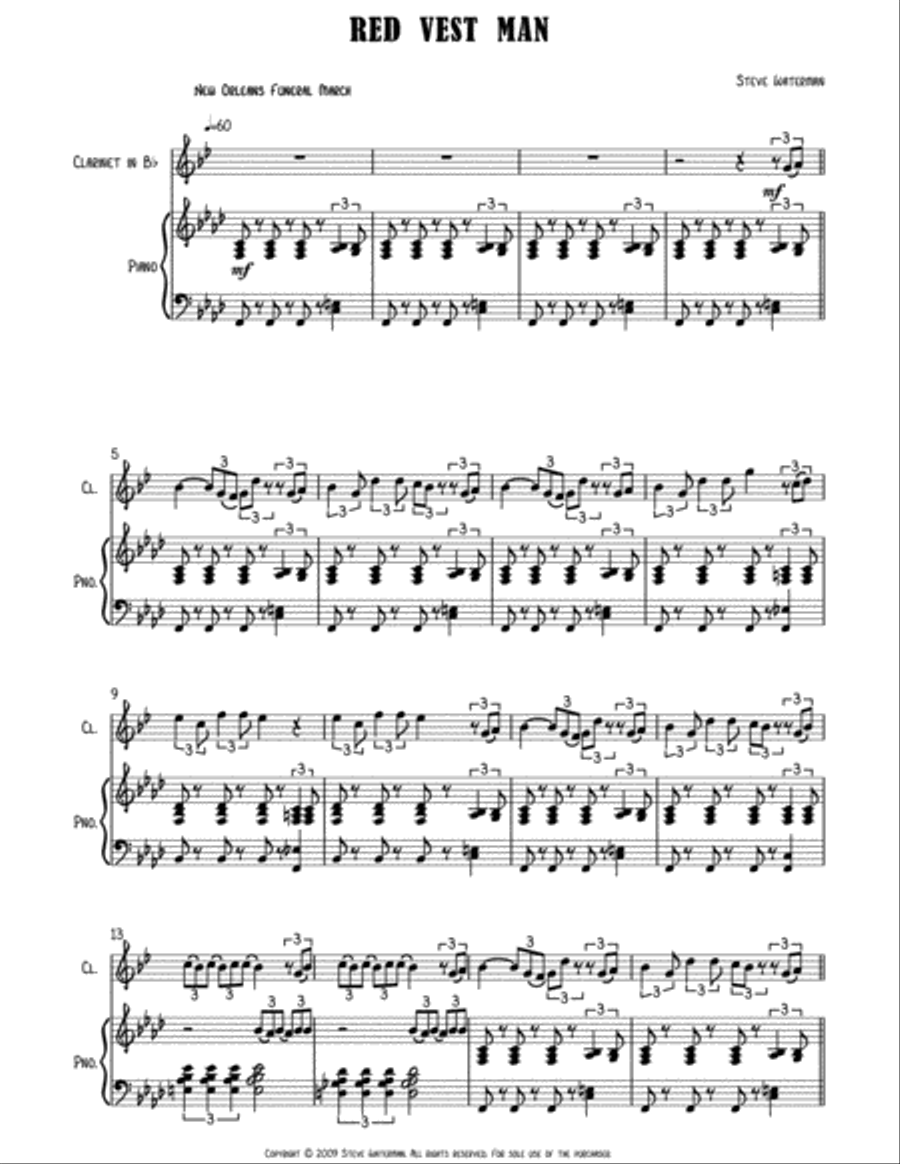 Red Vest Man for Bb Clarinet and Piano B-Flat Clarinet scores gallery preview page 2