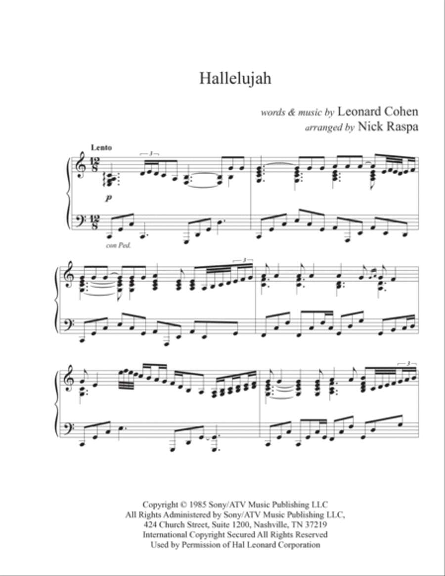 Hallelujah Hallelujah Piano Solo scores gallery preview page 4