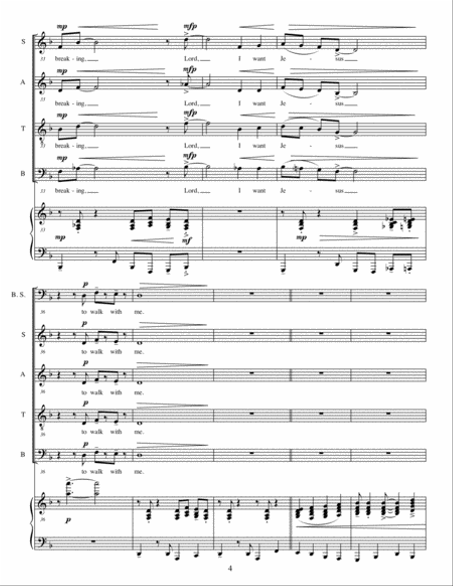 I Want Jesus to Walk With Me - choral version 4-Part scores gallery preview page 5