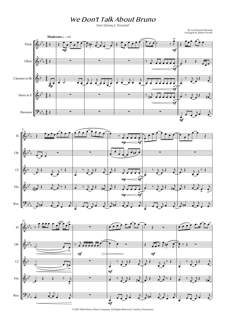 We Don't Talk About Bruno Woodwind Quintet scores gallery preview page 1