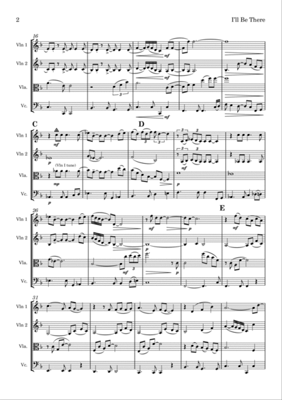 I'll Be There String Quartet scores gallery preview page 2
