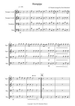 Hornpipe from Handel's Water Music for Brass Quartet