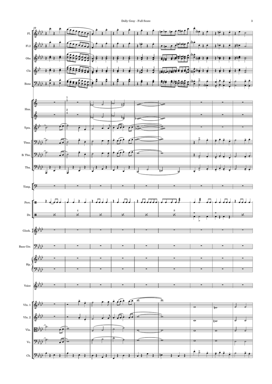 Dolly Gray - Collingwood AFL club song. Vocal and Orchestra Large Ensemble scores gallery preview page 3