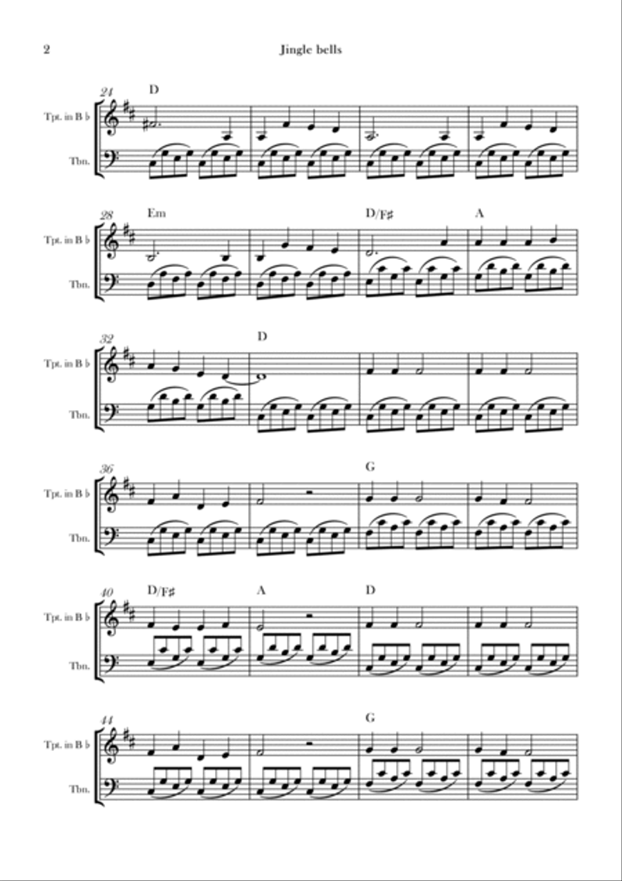 Jingle bells Brass Duet scores gallery preview page 2