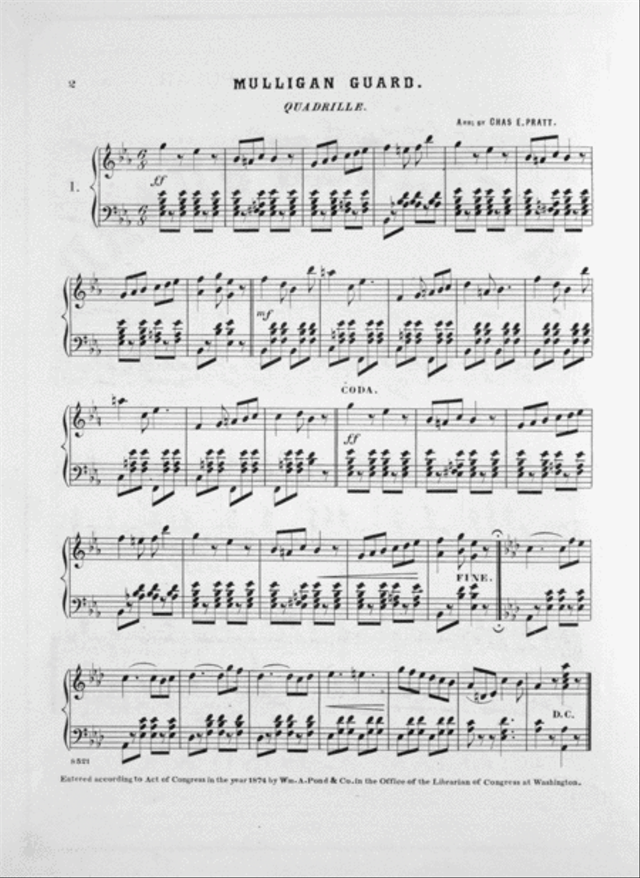 The Immensely Popular Mulligan Guard. Quadrille Piano Solo scores gallery preview page 2