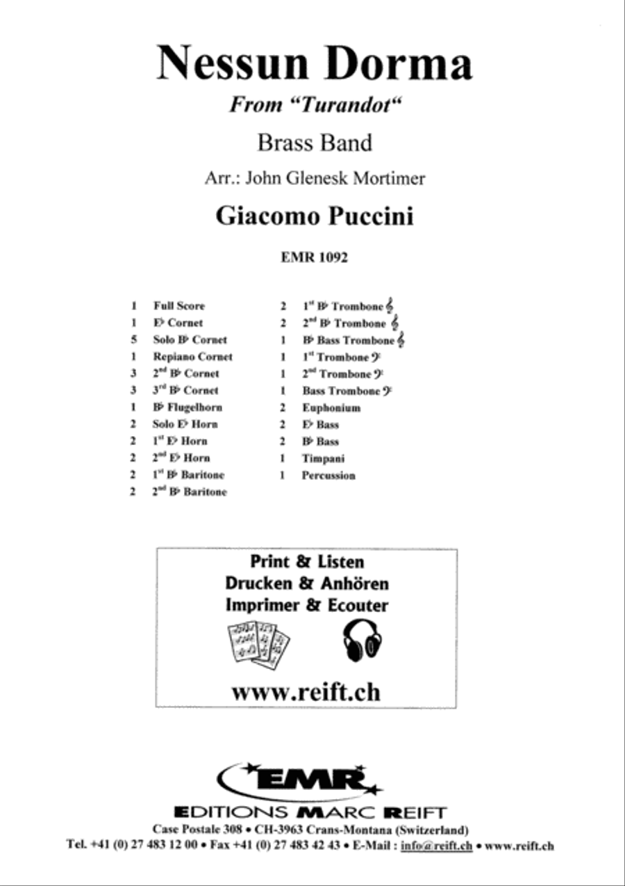 Nessun Dorma Brass Band scores gallery preview page 2