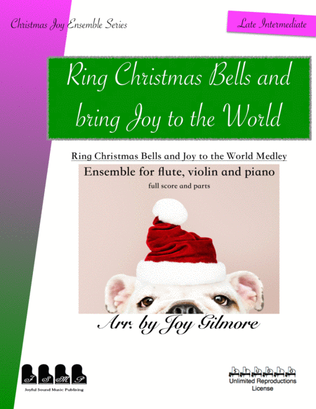 Book cover for Ring Christmas Bells and bring Joy to the world_Ensemble for flute, violin & piano_Studio Lisence