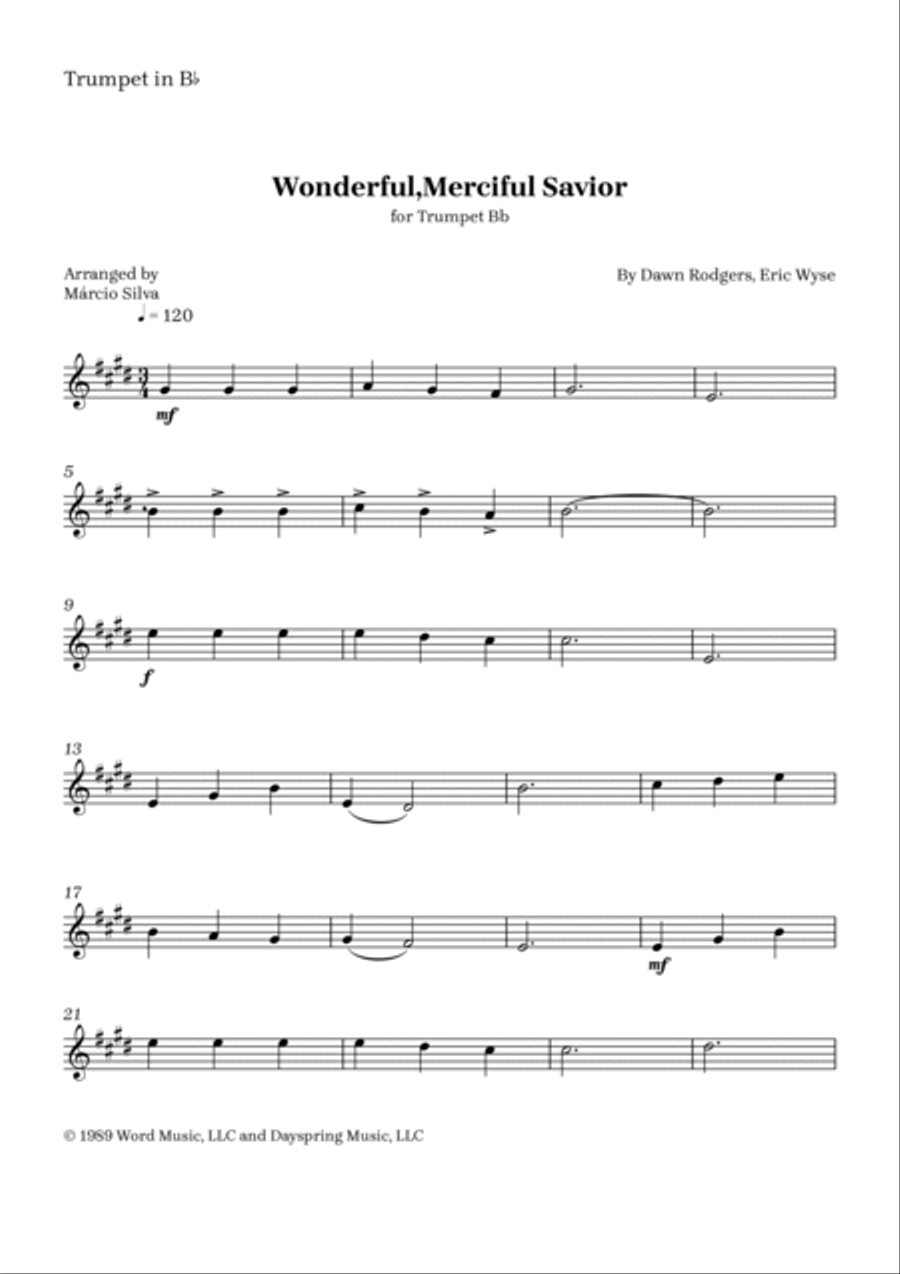 Wonderful, Merciful Savior B-Flat Trumpet scores gallery preview page 4