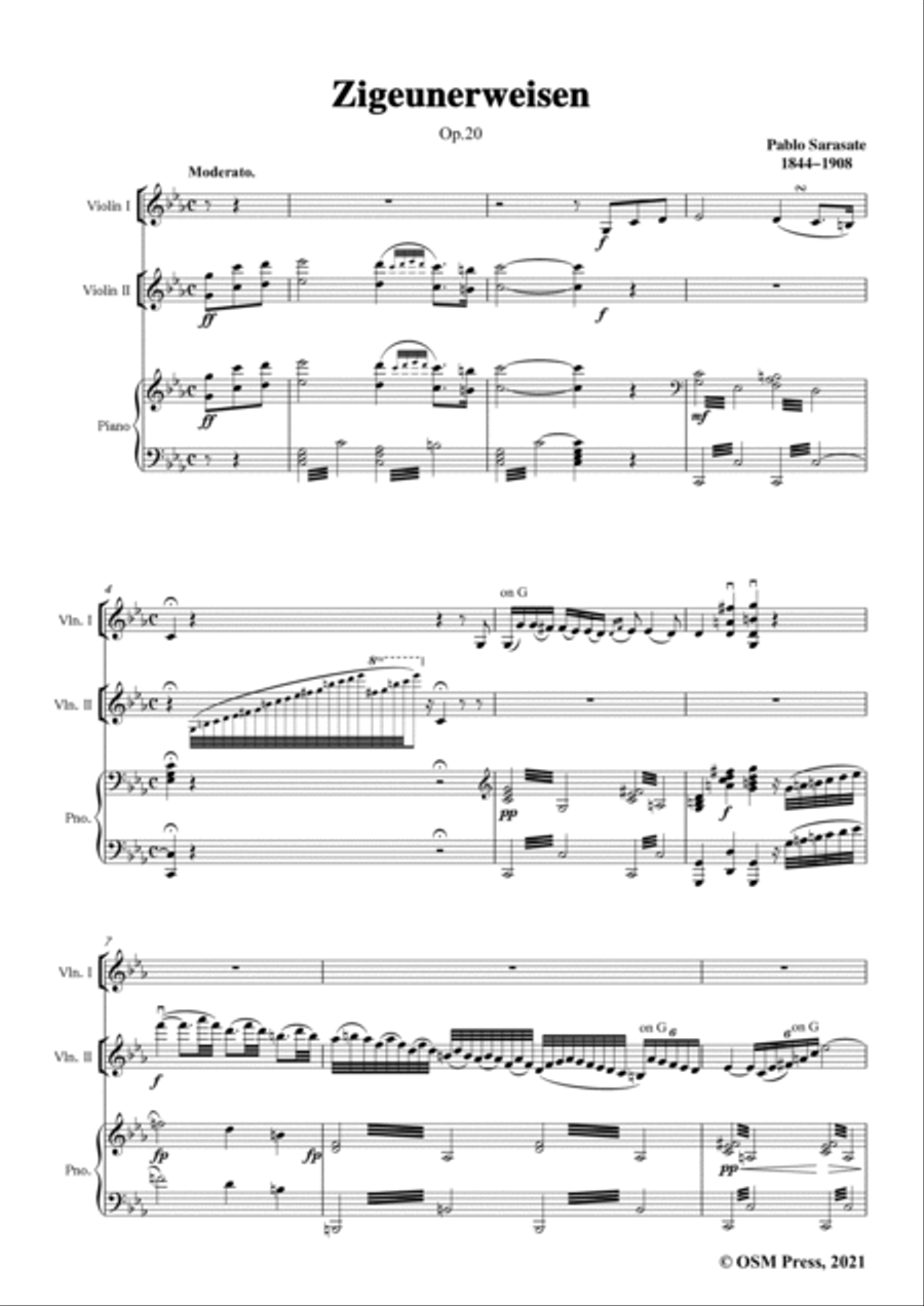 Sarasate-Zigeunerweisen(Gypsy Airs),Op.20,for 2 Violins Piano Violin Solo scores gallery preview page 3