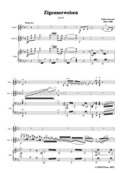 Sarasate-Zigeunerweisen(Gypsy Airs),Op.20,for 2 Violins Piano