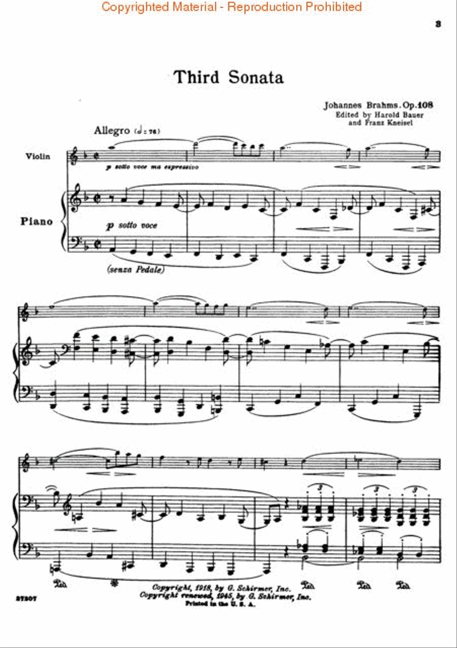 Sonata in D Minor, Op. 108 Violin Solo scores gallery preview page 3