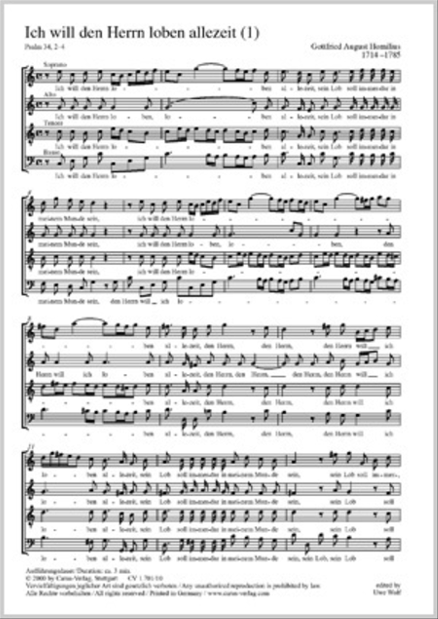 Ich will den Herrn loben allezeit (I) 4-Part scores gallery preview page 1