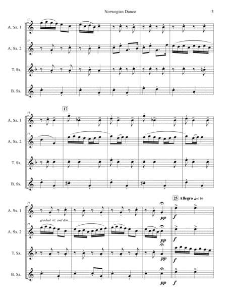 Norwegian Dance Opus 35, No. 2 for Saxophone Quartet (SATB or AATB) image number null