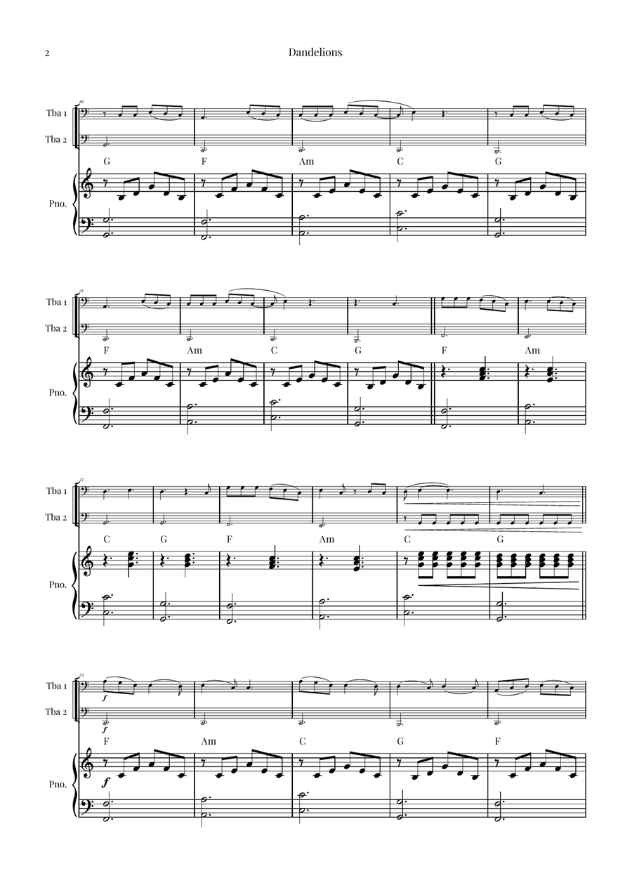 Dandelions Brass Duet scores gallery preview page 2