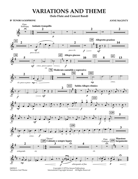 Variations And Theme (for Flute Solo And Band) - Bb Tenor Saxophone