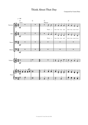 Think About That Day (Christmas) - SATB violin with parts and piano