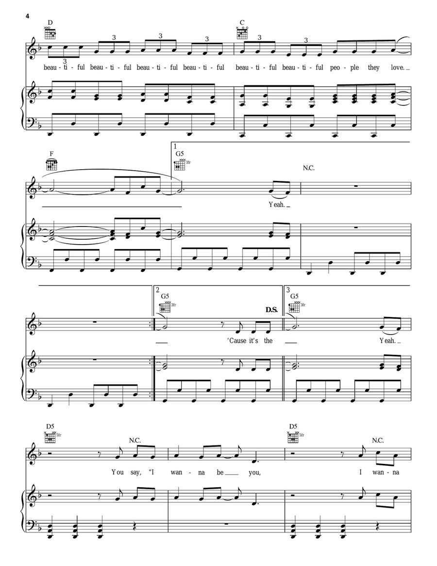 The Beautiful People (from Burlesque) Piano, Vocal, Guitar scores gallery preview page 4