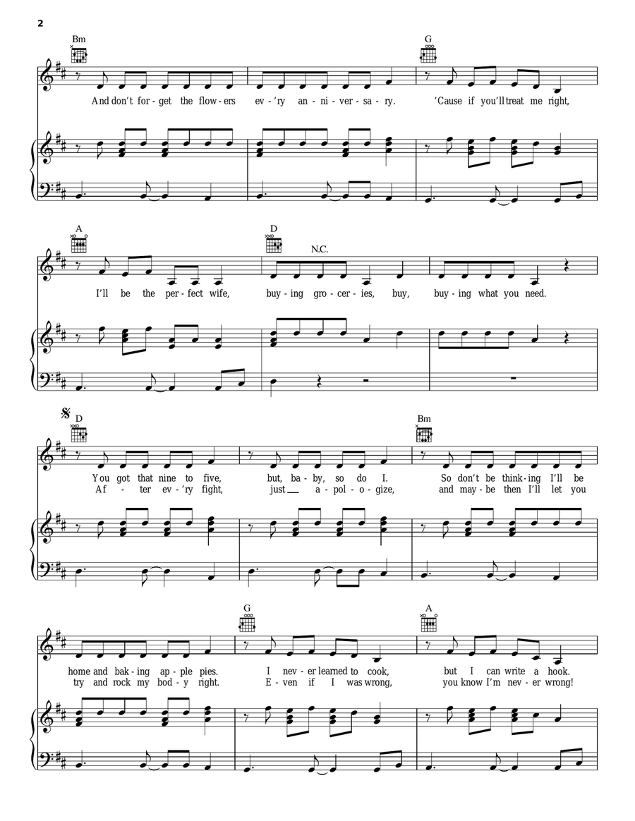 Dear Future Husband Piano, Vocal, Guitar scores gallery preview page 2