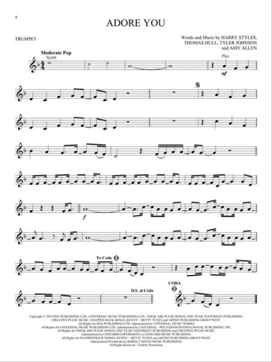 Hit Songs Trumpet Solo scores gallery preview page 4