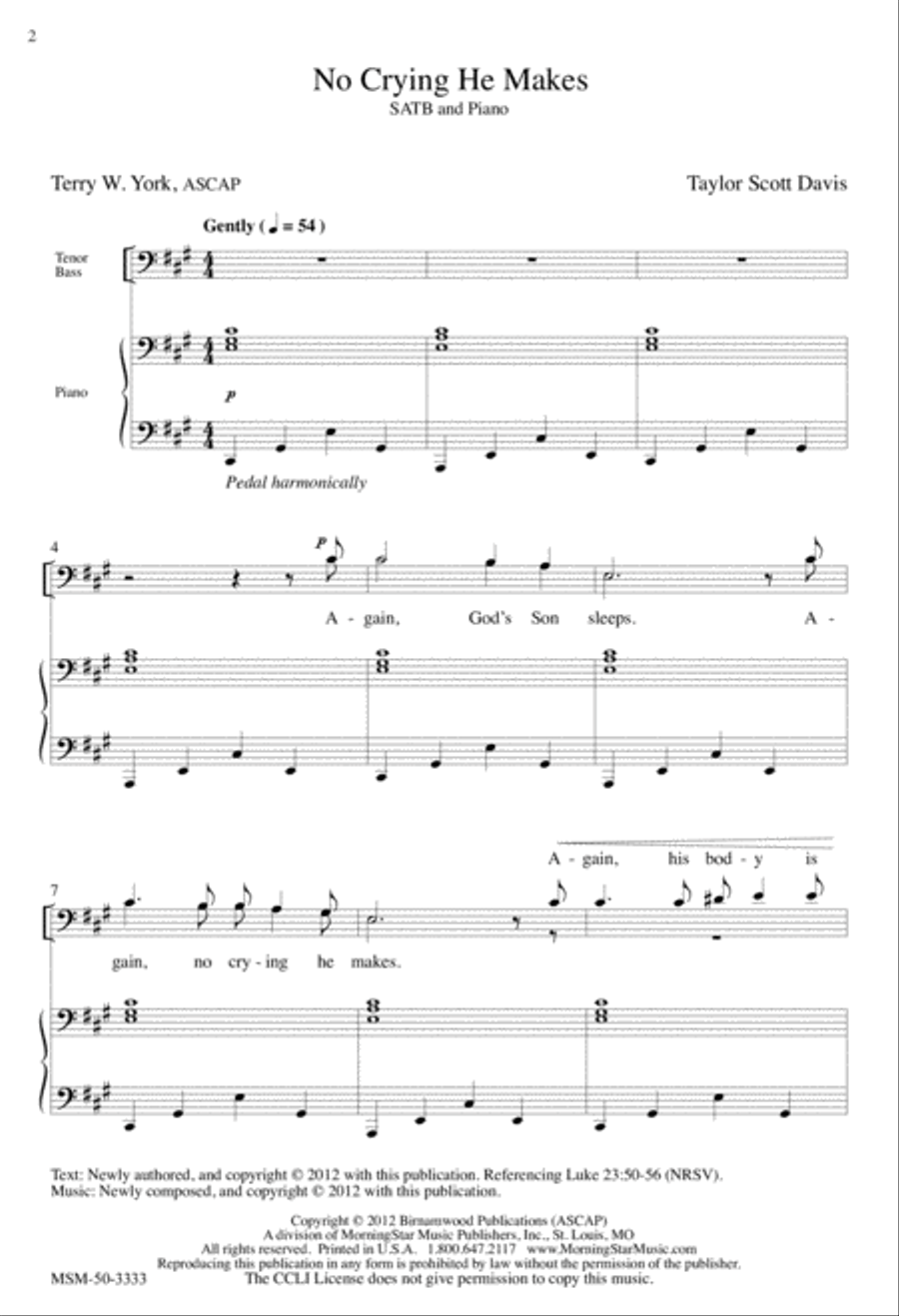 No Crying He Makes 4-Part scores gallery preview page 2