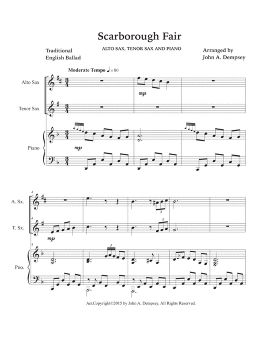 Scarborough Fair (Trio for Alto Sax, Tenor Sax and Piano) image number null