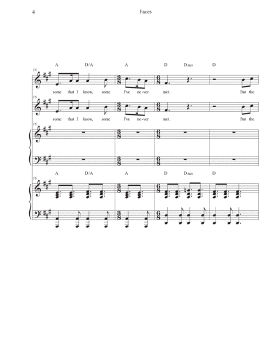 Faces Piano, Vocal, Guitar scores gallery preview page 4