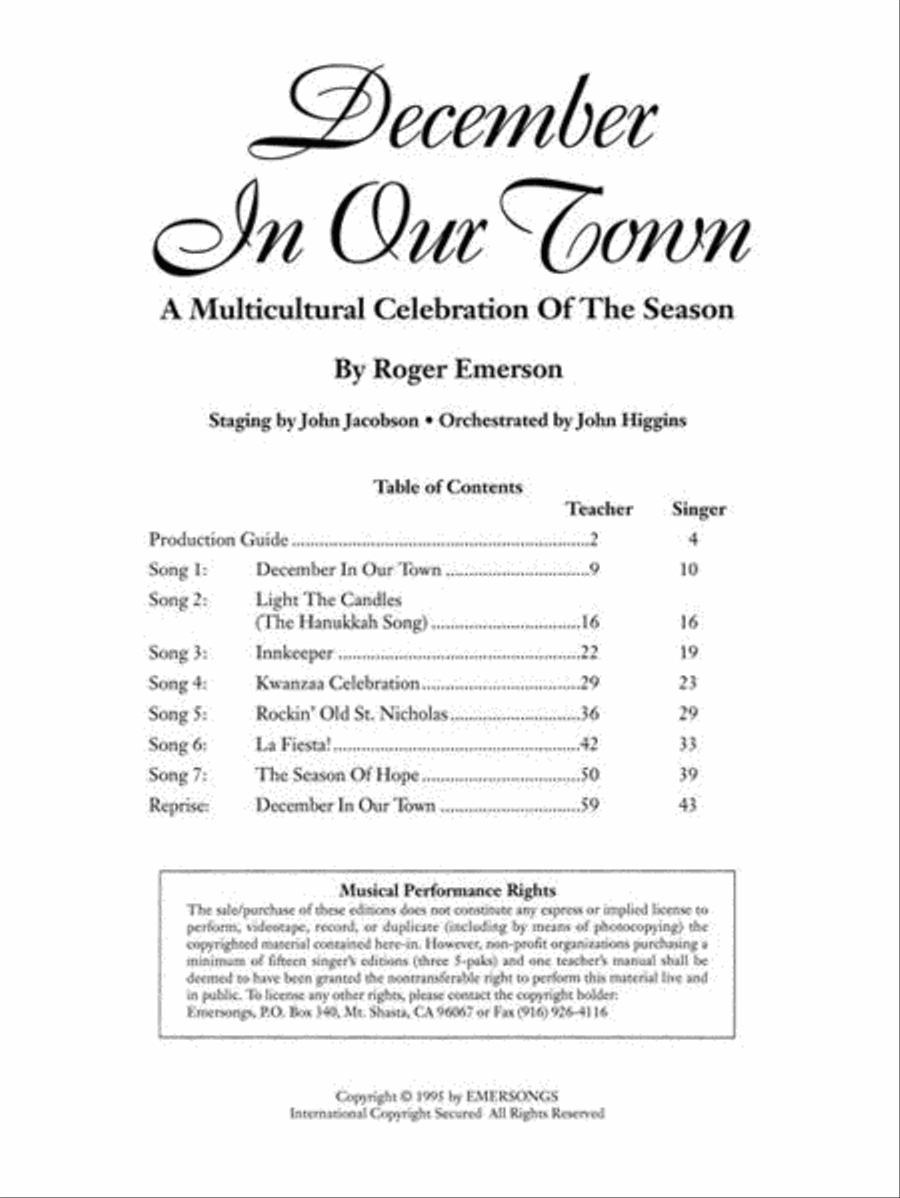 December in Our Town (A Multicultural Holiday Musical)