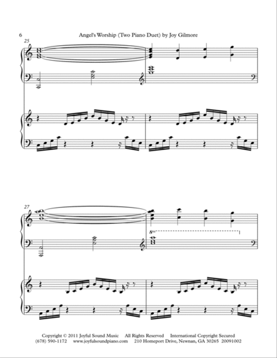 Angels Worship (Two Piano Duet) 2 Pianos, 4-Hands scores gallery preview page 6