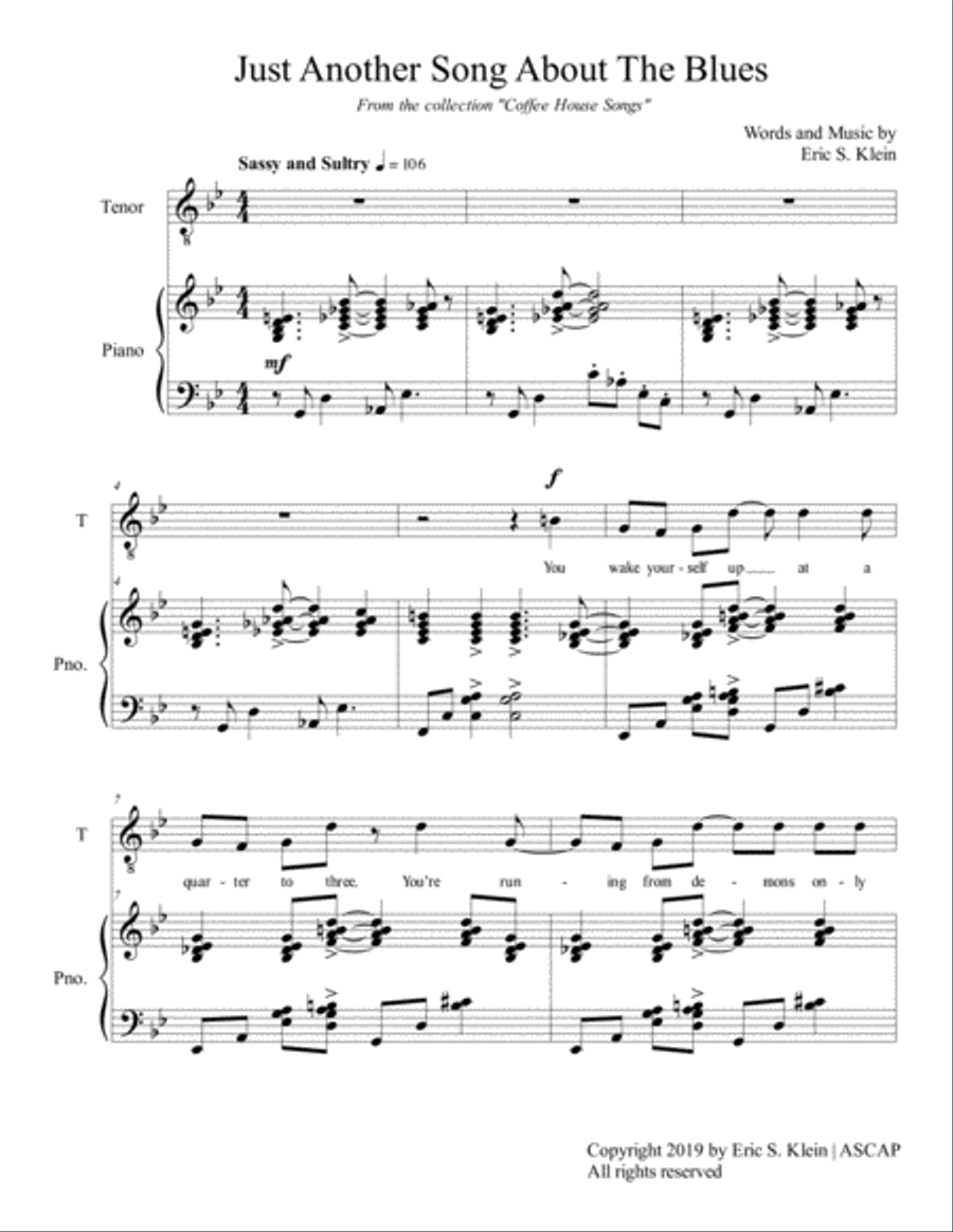 Just Another Song About The Blues Tenor Voice scores gallery preview page 1