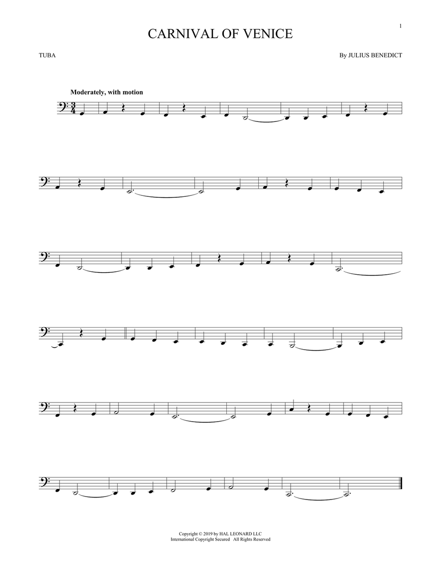 Carnival Of Venice Tuba scores gallery preview page 1