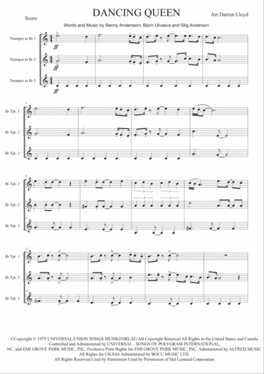 Dancing Queen Brass Ensemble scores gallery preview page 1