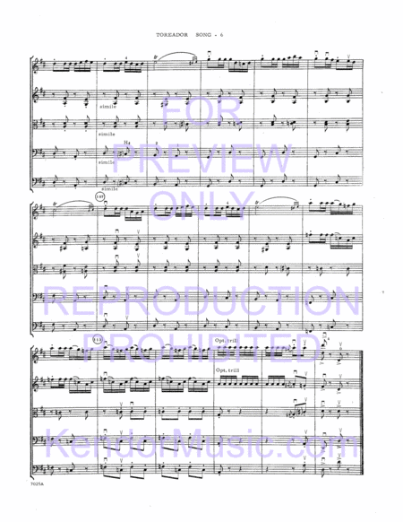 Toreador Song, The (from Carmen, Suite #1) (Full Score)