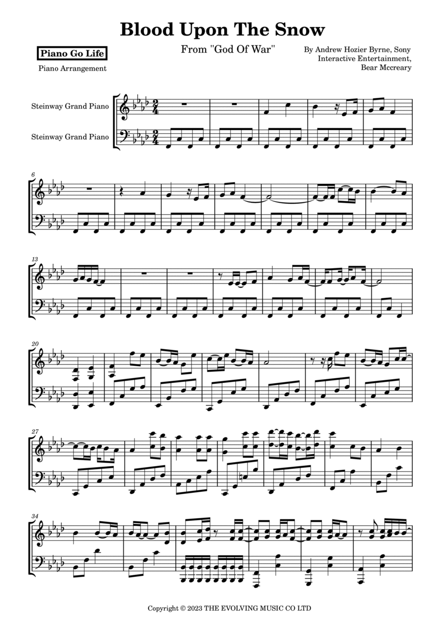 Blood Upon The Snow Piano Solo scores gallery preview page 1