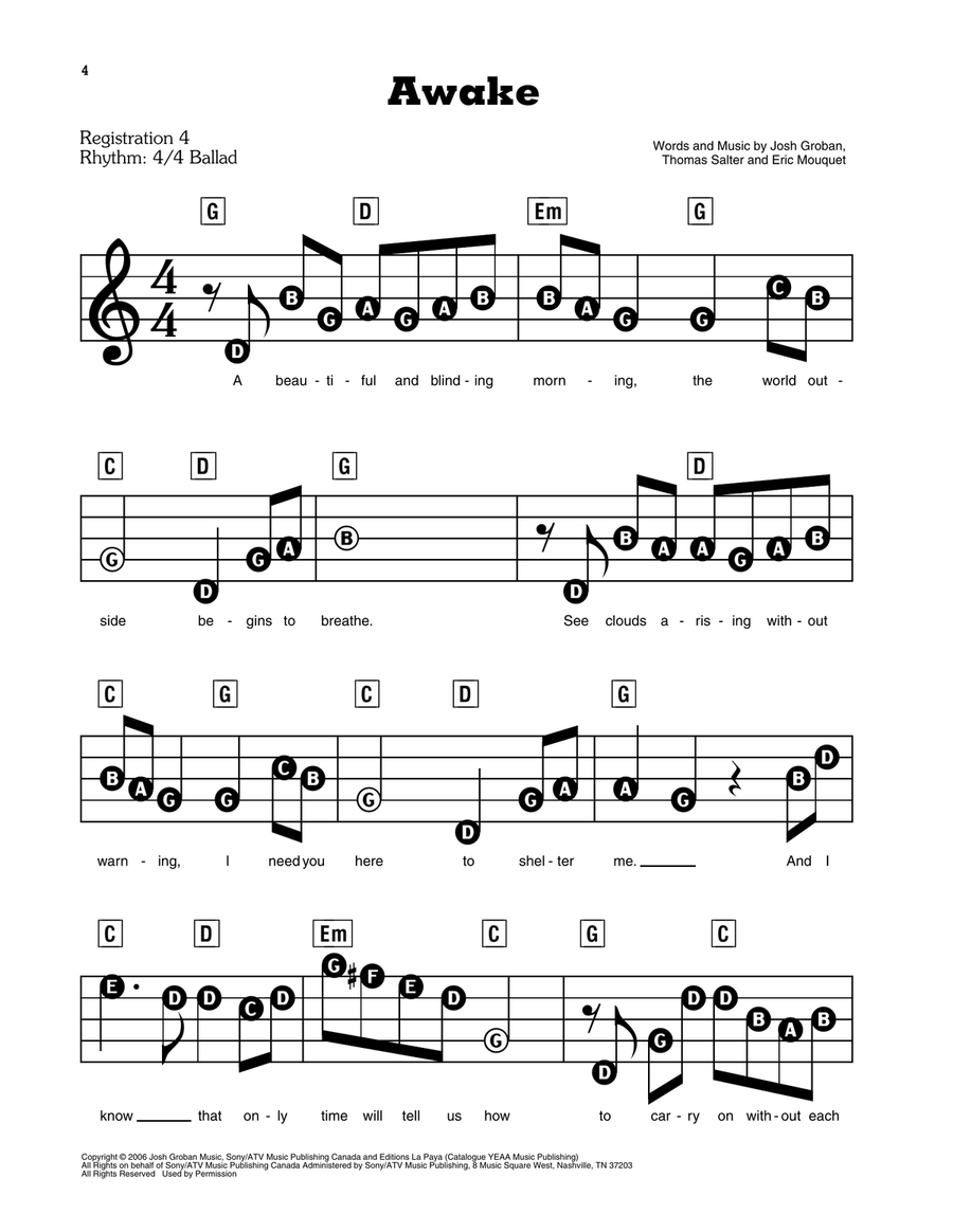 Awake Electronic Keyboard scores gallery preview page 1