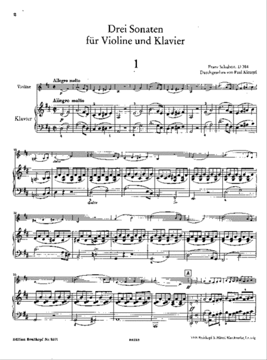 3 Sonatas D 384, 385, 408 Violin Solo scores gallery preview page 2
