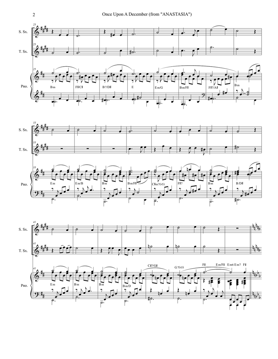 Once Upon A December from the Twentieth Century Fox Motion Picture ANASTASIA Tenor Saxophone scores gallery preview page 2