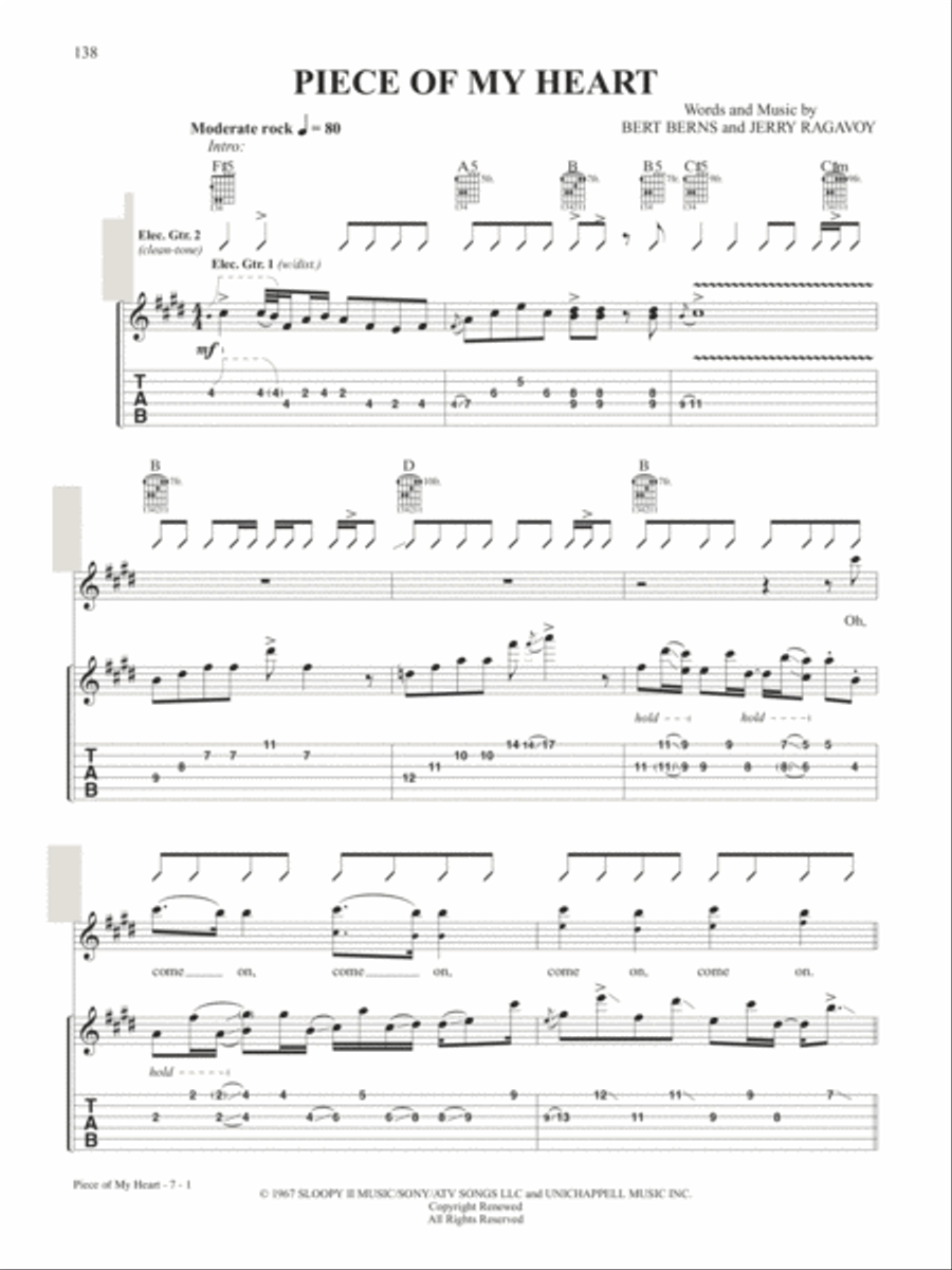Piece Of My Heart Piece Of My Heart Guitar Tablature scores gallery preview page 1