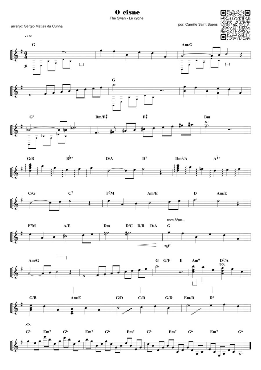 O cisne - The Swan - Le cygne Piano scores gallery preview page 1