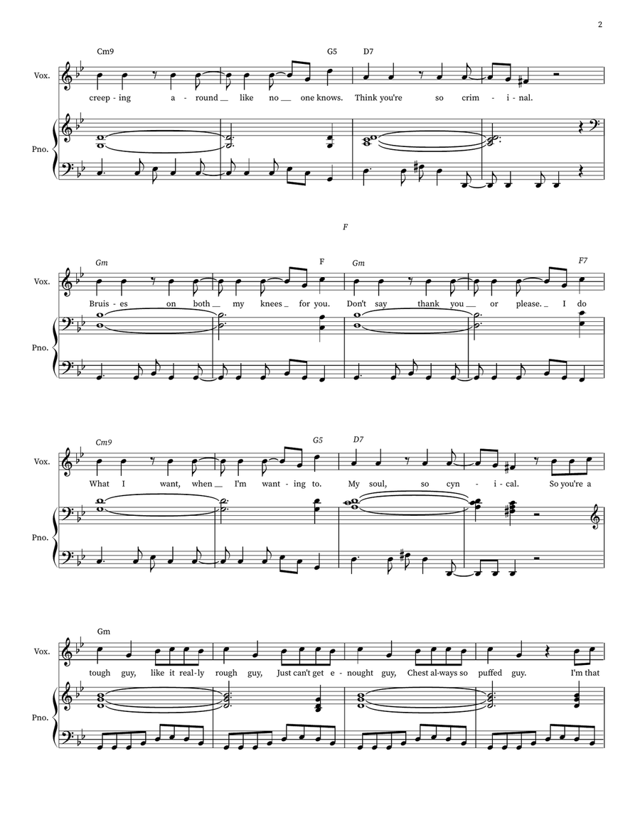 Bad Guy Bad Guy Piano, Vocal scores gallery preview page 2