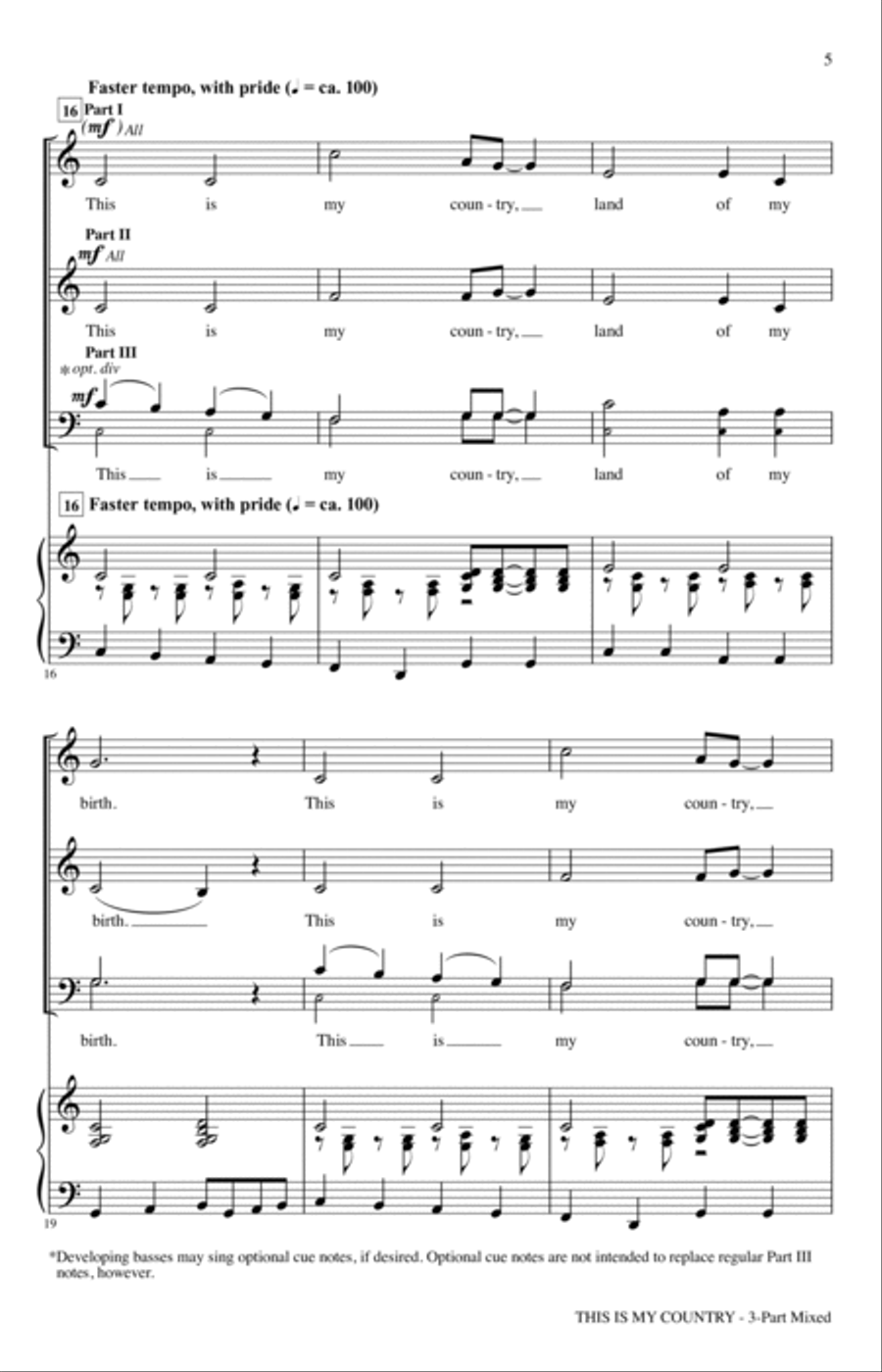 This Is My Country (arr. Cristi Cary Miller) 3-Part scores gallery preview page 3