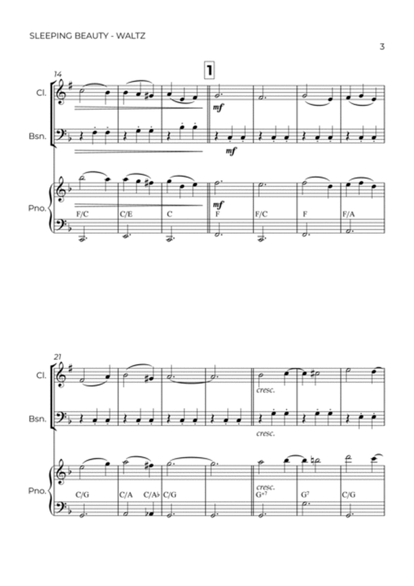 SLEEPING BEATY WALTZ - TCHAIKOVSKY - WIND PIANO TRIO (CLARINET, BASSOON & PIANO) image number null