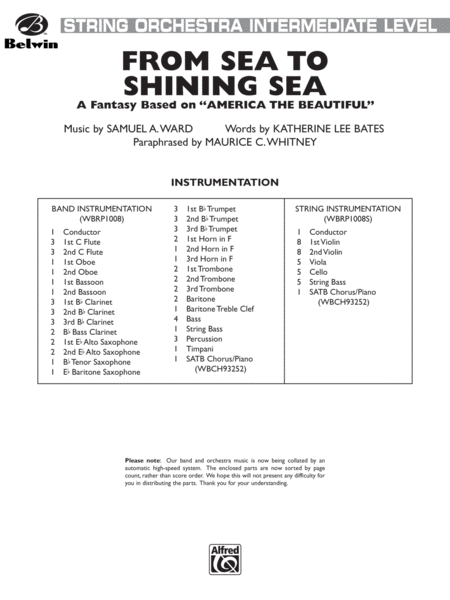 From Sea to Shining Sea (A Fantasy Based on "America the Beautiful"): Score