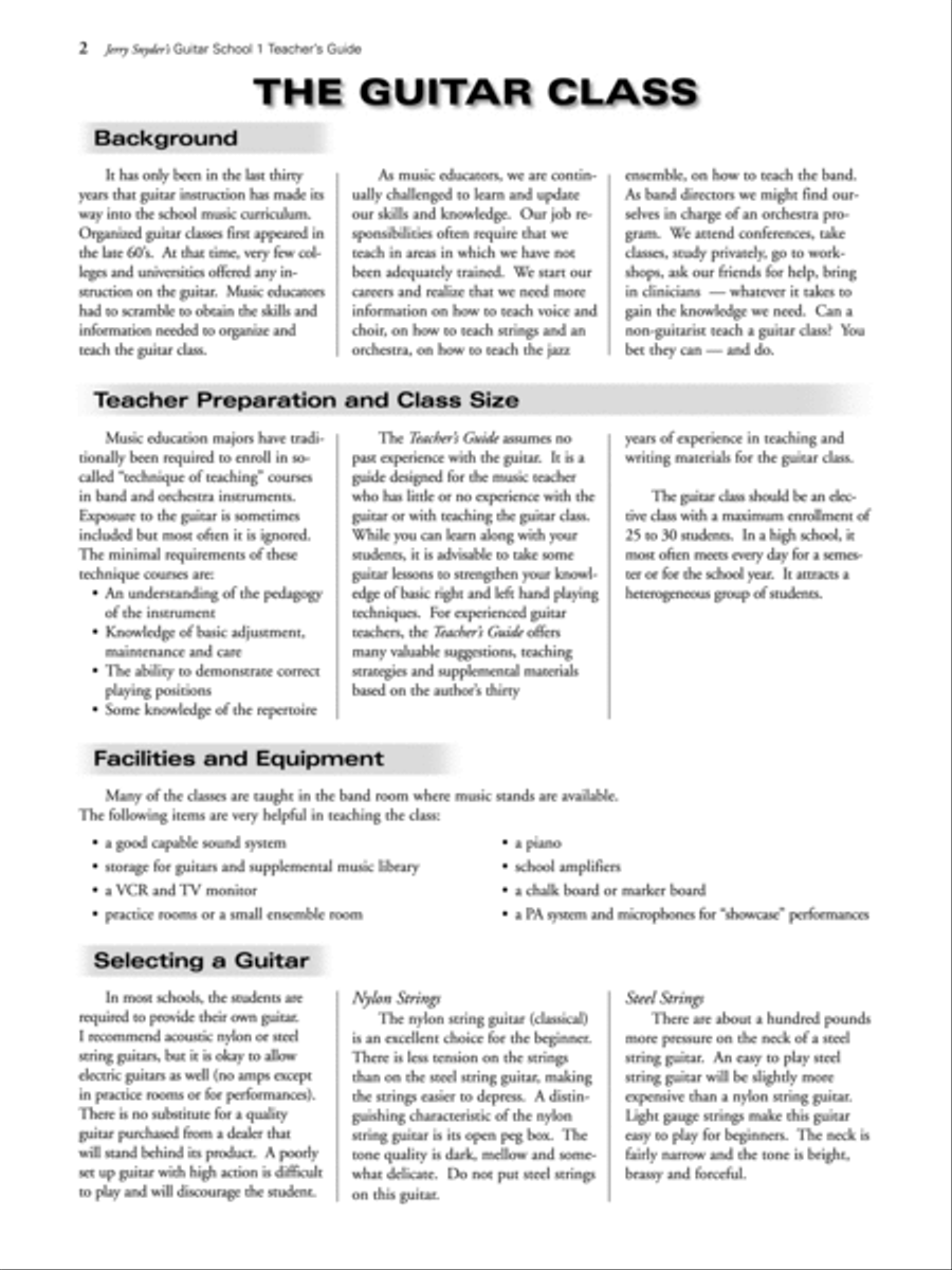 Jerry Snyder's Guitar School, Teacher's Guide, Book 1 Easy Guitar scores gallery preview page 3