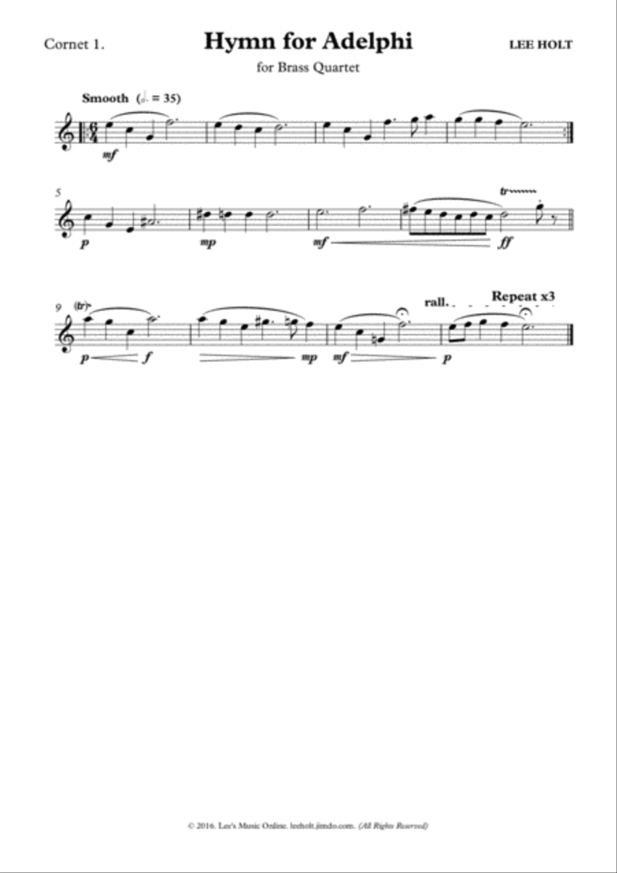 HYMN FOR ADELPHI for Brass Quartet Brass Quartet scores gallery preview page 3